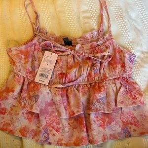 wild fable shirt. pink and purple with butterflies